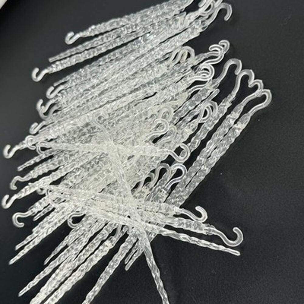 Lot 48 Vintage Clear Plastic Twisted Molded Icicle Christmas Ornaments 6"